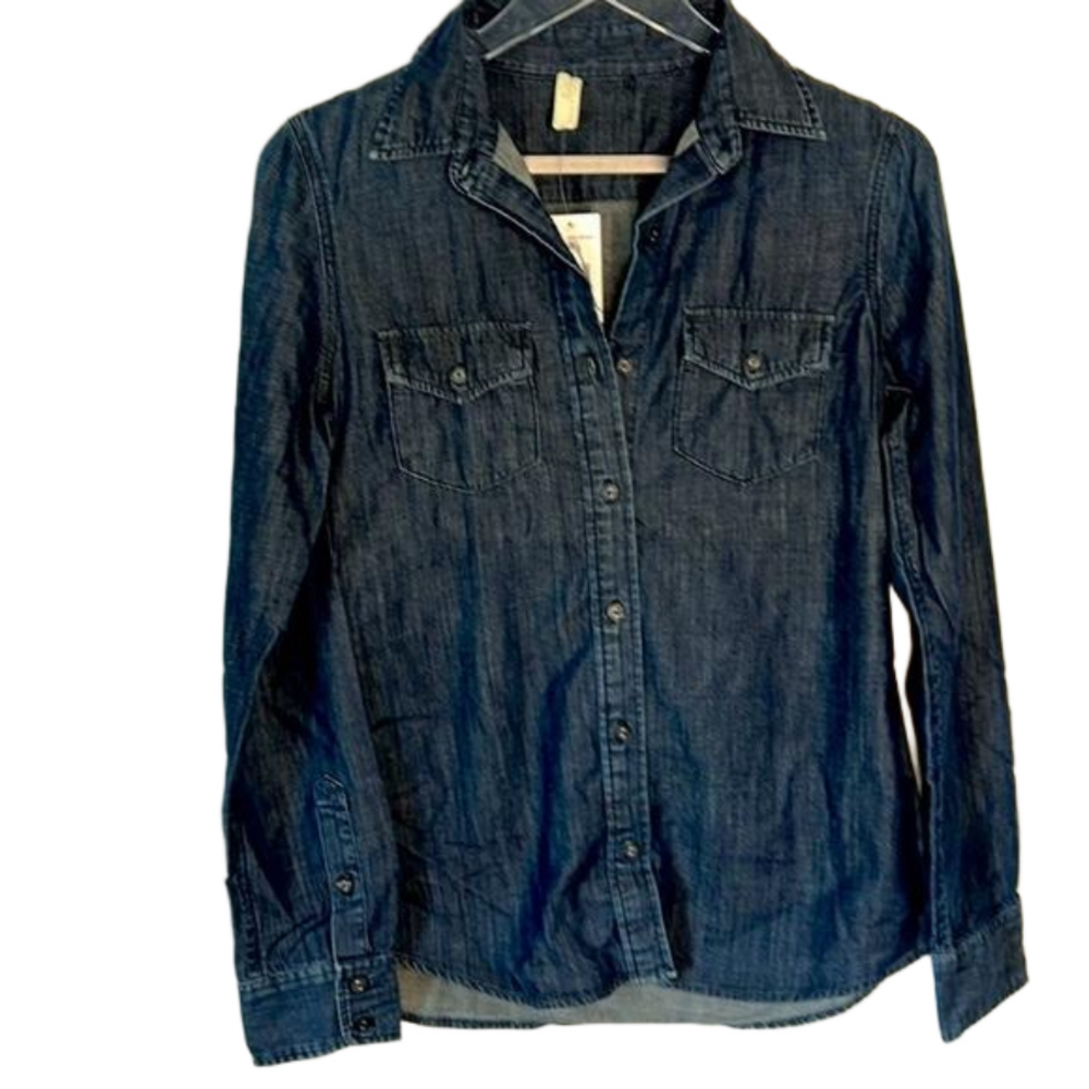 AG women’s S long sleeve button down lightweight denim shirt Adriano Goldschmied
